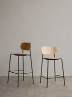Contoured Bar Chair with Wood Veneer ¨C Stackable, Footrest Included