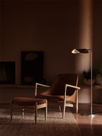 Lounge Chair Sculpted Armrests, Leather Seat, Danish Modern Icon