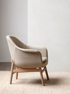 Lounge Chair on Solid Wood Frame Curved Shell, Angled Backrest