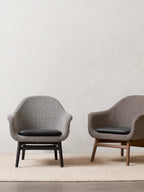 Lounge Chair on Solid Wood Frame Curved Shell, Angled Backrest