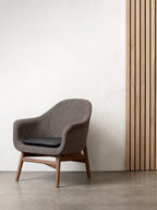 Lounge Chair on Solid Wood Frame Curved Shell, Angled Backrest