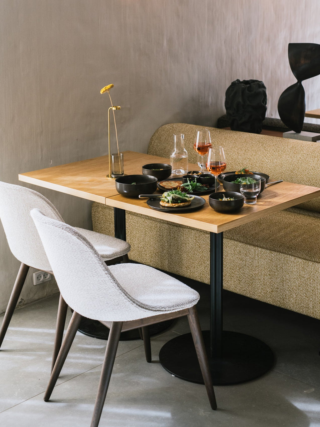 Side Dining Chair, Wooden Base ¨C Compact Shell, Textile or Leather