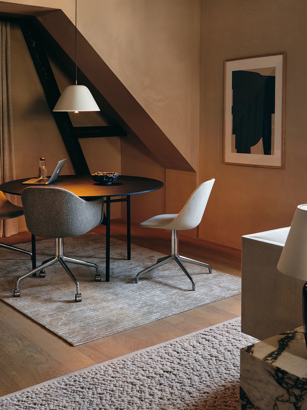Swivel Side Dining Chair, Polished Aluminium Star Base ¨C 25mm Foam