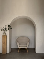 Lounge Chair Horseshoe Frame, Integrated Headrest, Wood Armrests
