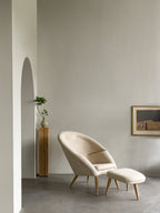 Lounge Ottoman Embracing Form, Pairs with Lounge Chair, Oak or Walnut