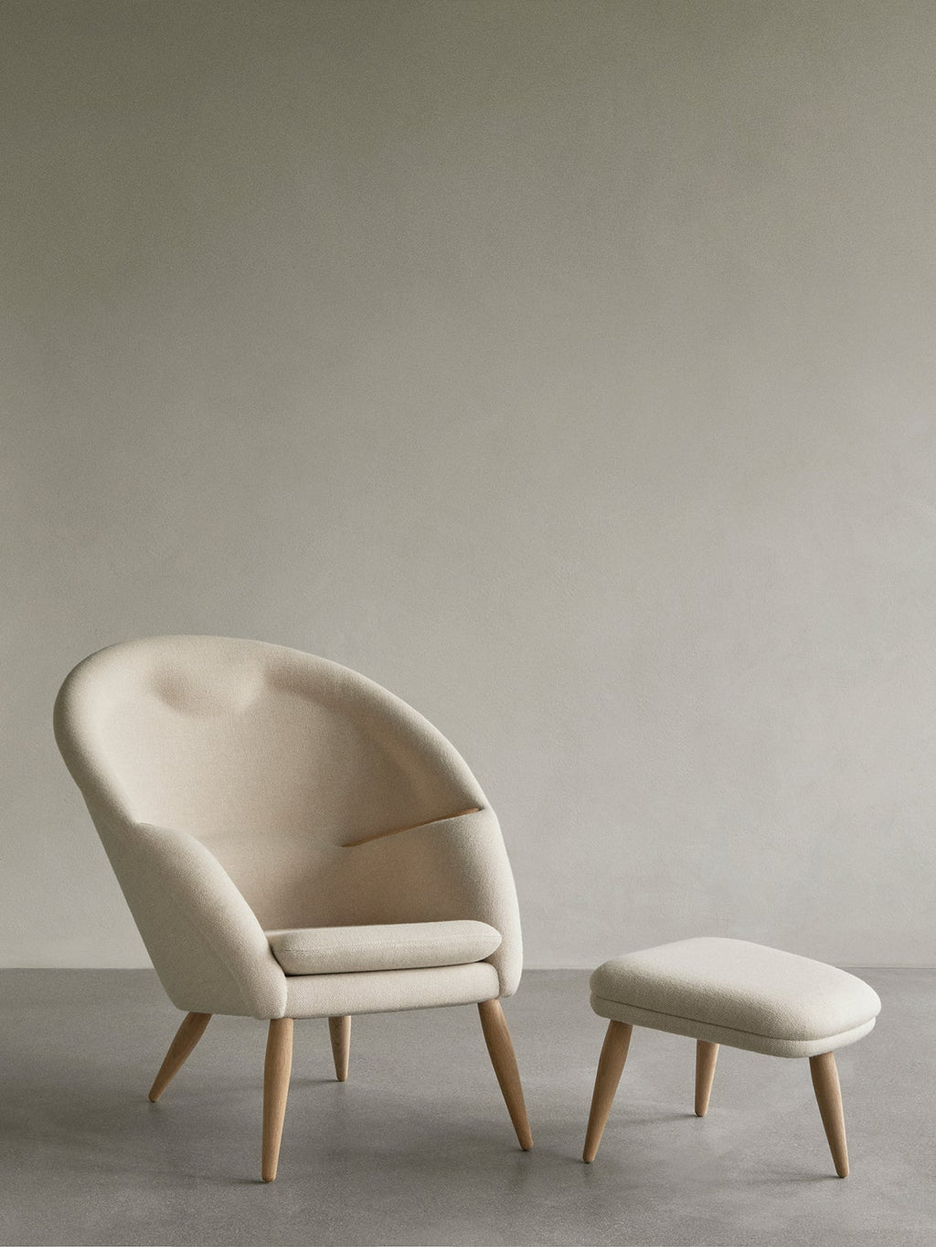 Lounge Ottoman Embracing Form, Pairs with Lounge Chair, Oak or Walnut