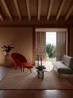 Lounge Chair Horseshoe Frame, Integrated Headrest, Wood Armrests
