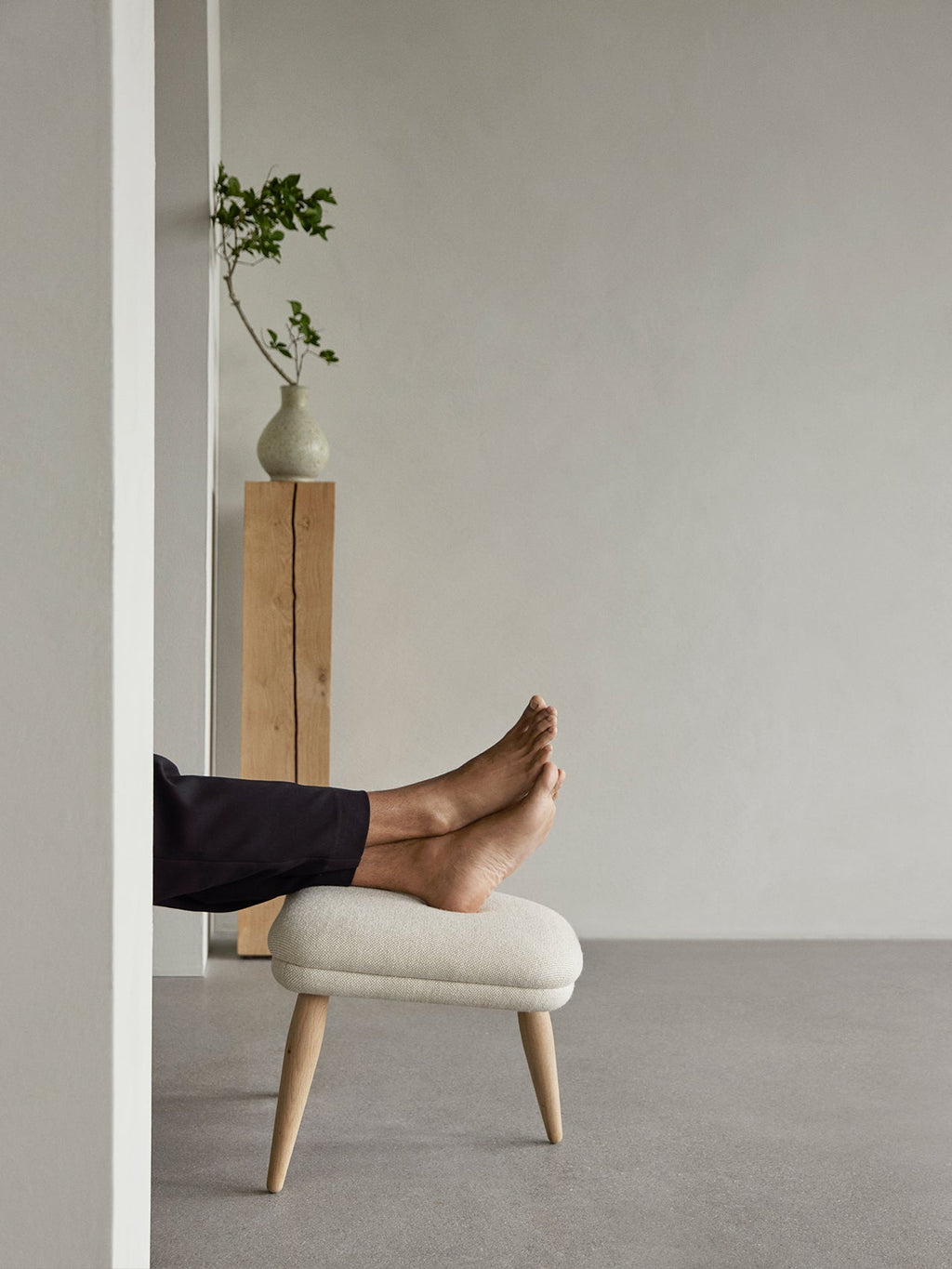 Lounge Ottoman Embracing Form, Pairs with Lounge Chair, Oak or Walnut