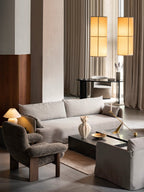 High Back Lounge Chair in Sheepskin Solid Wood Frame, Exaggerated Armrests