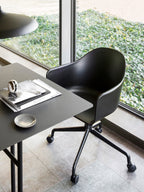 Swivel Dining Chair with Casters, Black Star Base ¨C 25mm Foam Seat