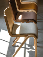 Cantilevered Dining Chair, Upholstered Seat ¨C Oak Veneer, Stackable