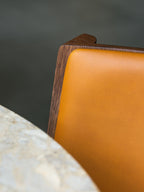 Cantilevered Dining Chair, Front Upholstered ¨C Oak Veneer, Stackable