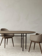 Upholstered Dining Chair, Wooden Base ¨C High Back, Outward Armrests