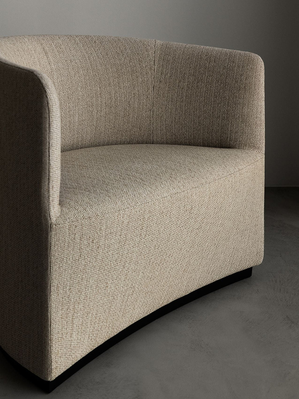 Fully Upholstered Lounge Chair Geometric Silhouette, Wide Low Seat