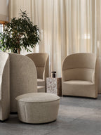 High Back Lounge Chair Geometric Silhouette, USB Port, Wide Low Seat