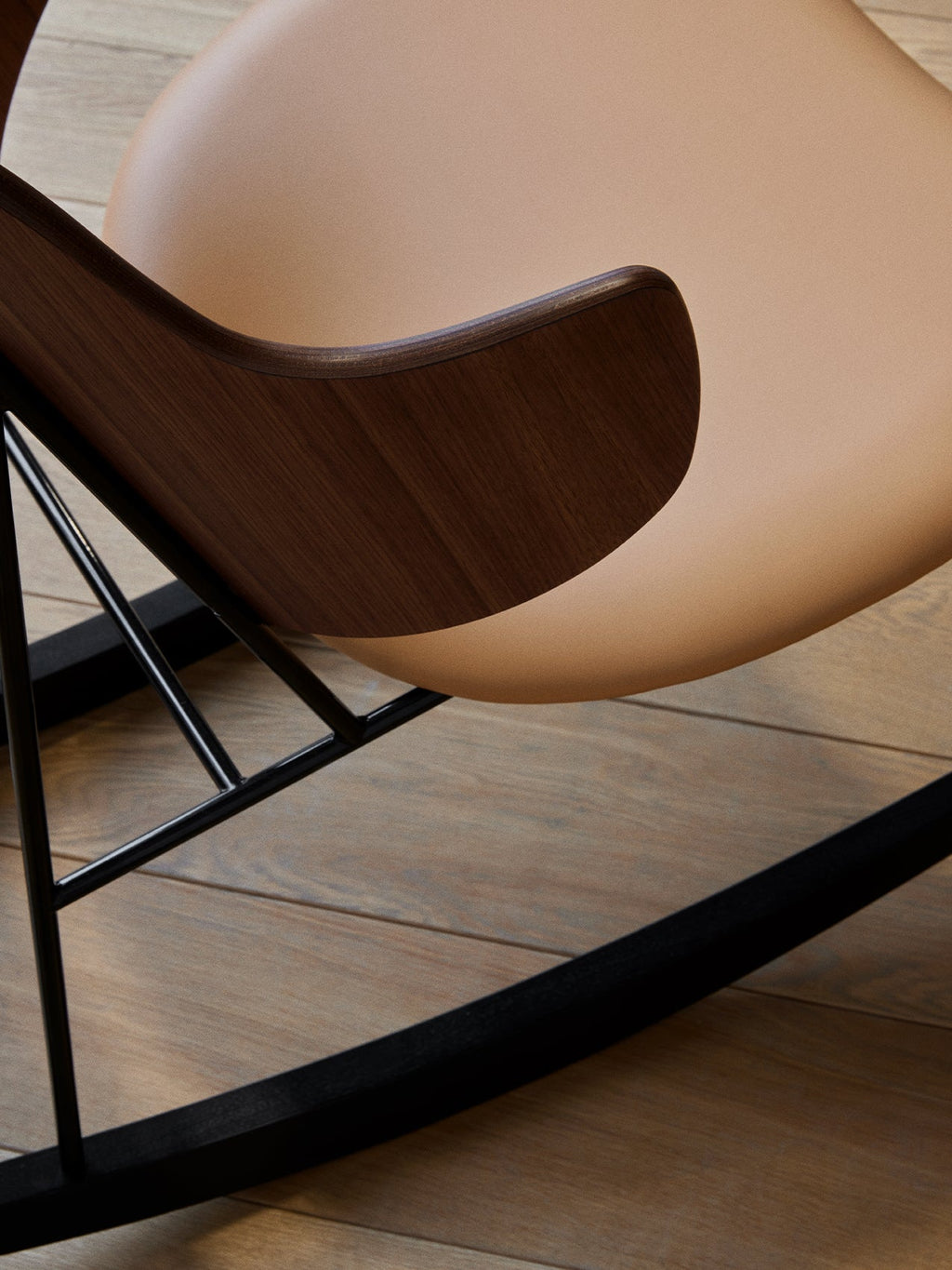 Rocking Chair in Oak or Walnut Veneer Steel Frame