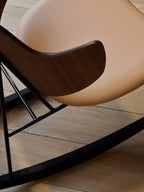 Rocking Chair in Oak or Walnut Veneer Steel Frame