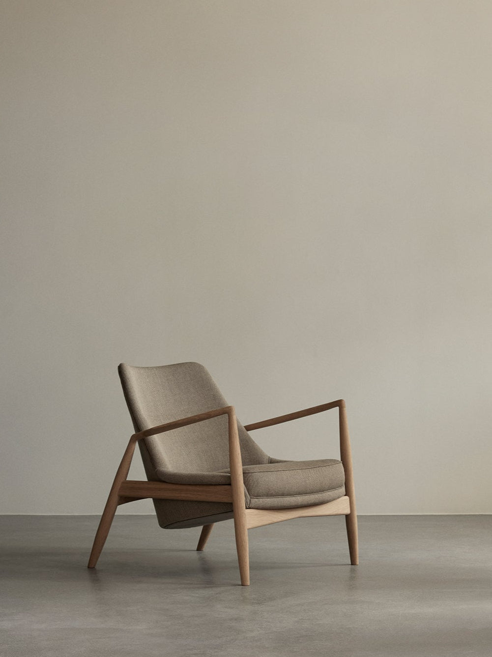Low Back Lounge Chair Angled Frame, Leather Upholstery, Floating Shell