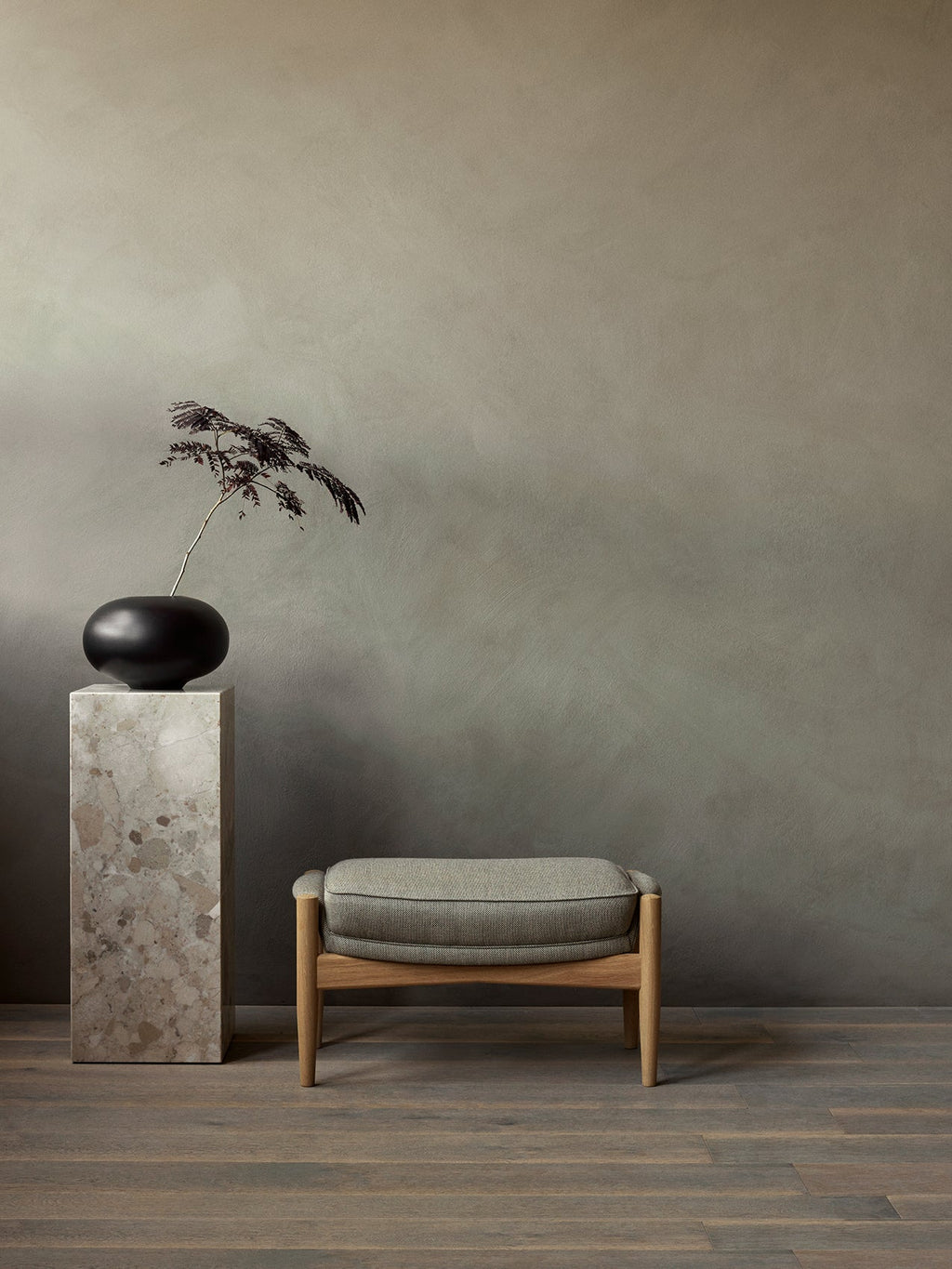 Lounge Ottoman Organic Form, Pairs with Lounge Chair