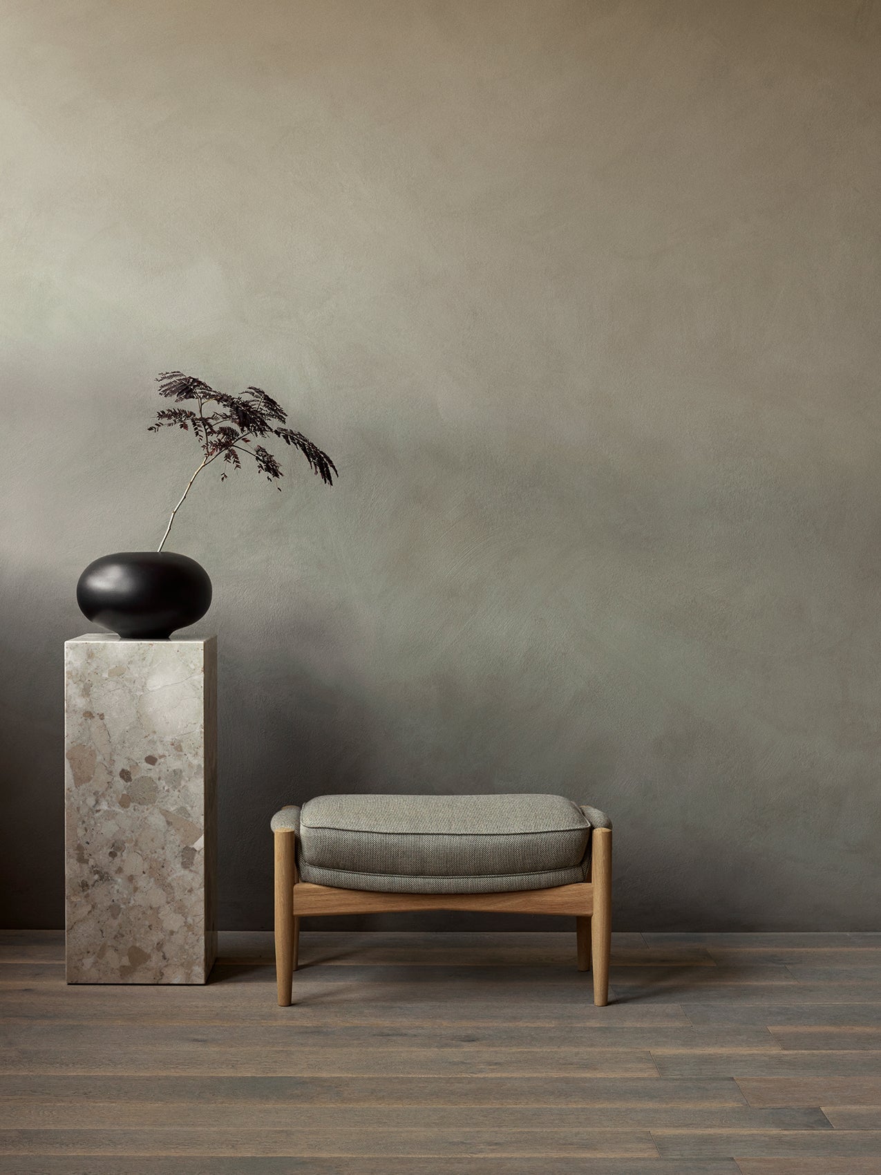 Lounge Ottoman Organic Form, Pairs with Lounge Chair