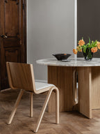 Cantilevered Dining Chair, Upholstered Seat ¨C Oak Veneer, Stackable