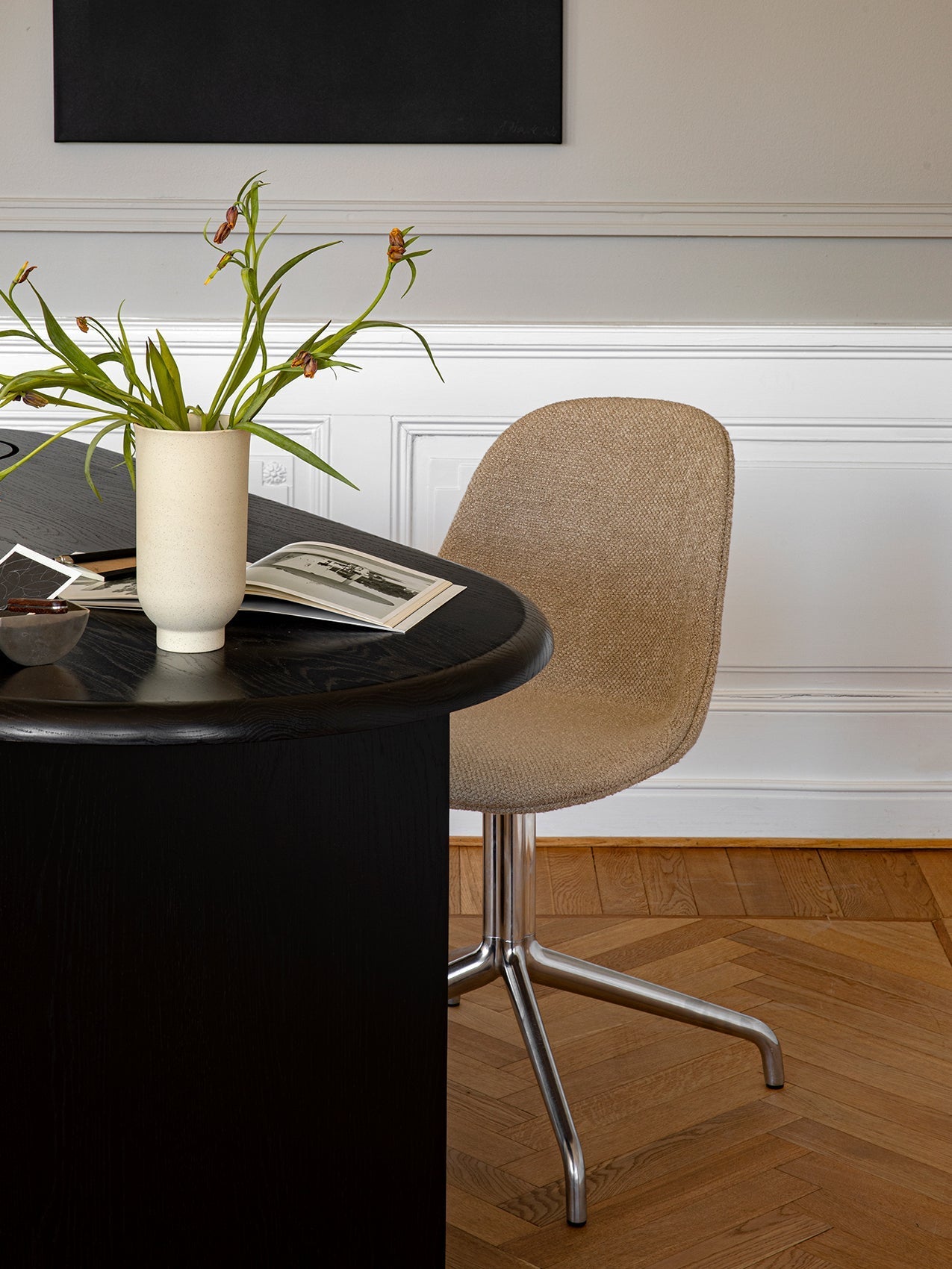 Swivel Side Dining Chair, Polished Aluminium Star Base ¨C 25mm Foam