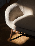 Lounge Chair on Solid Wood Frame Curved Shell, Angled Backrest