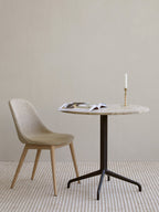 Side Dining Chair, Wooden Base ¨C Compact Shell, Textile or Leather