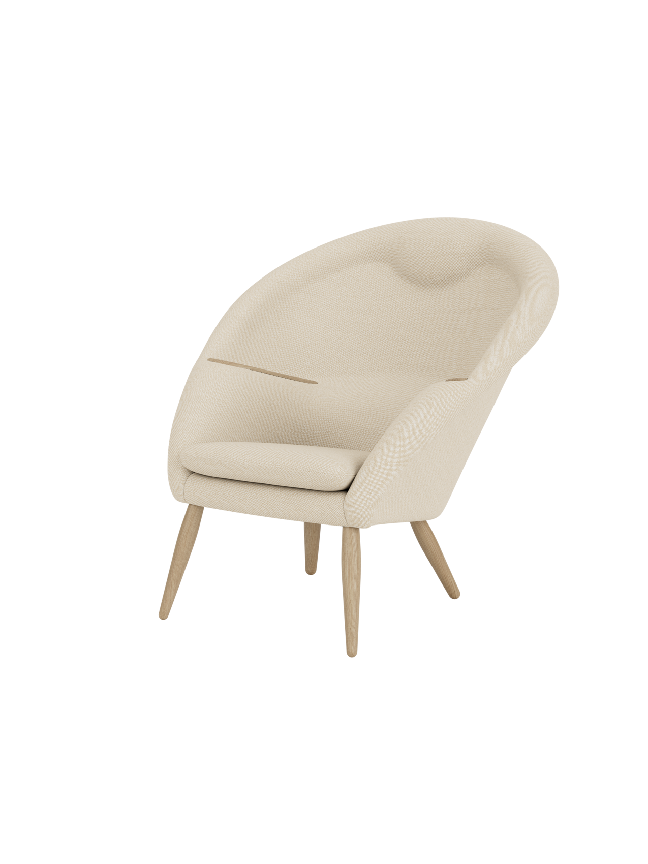 Lounge Chair Horseshoe Frame, Integrated Headrest, Wood Armrests