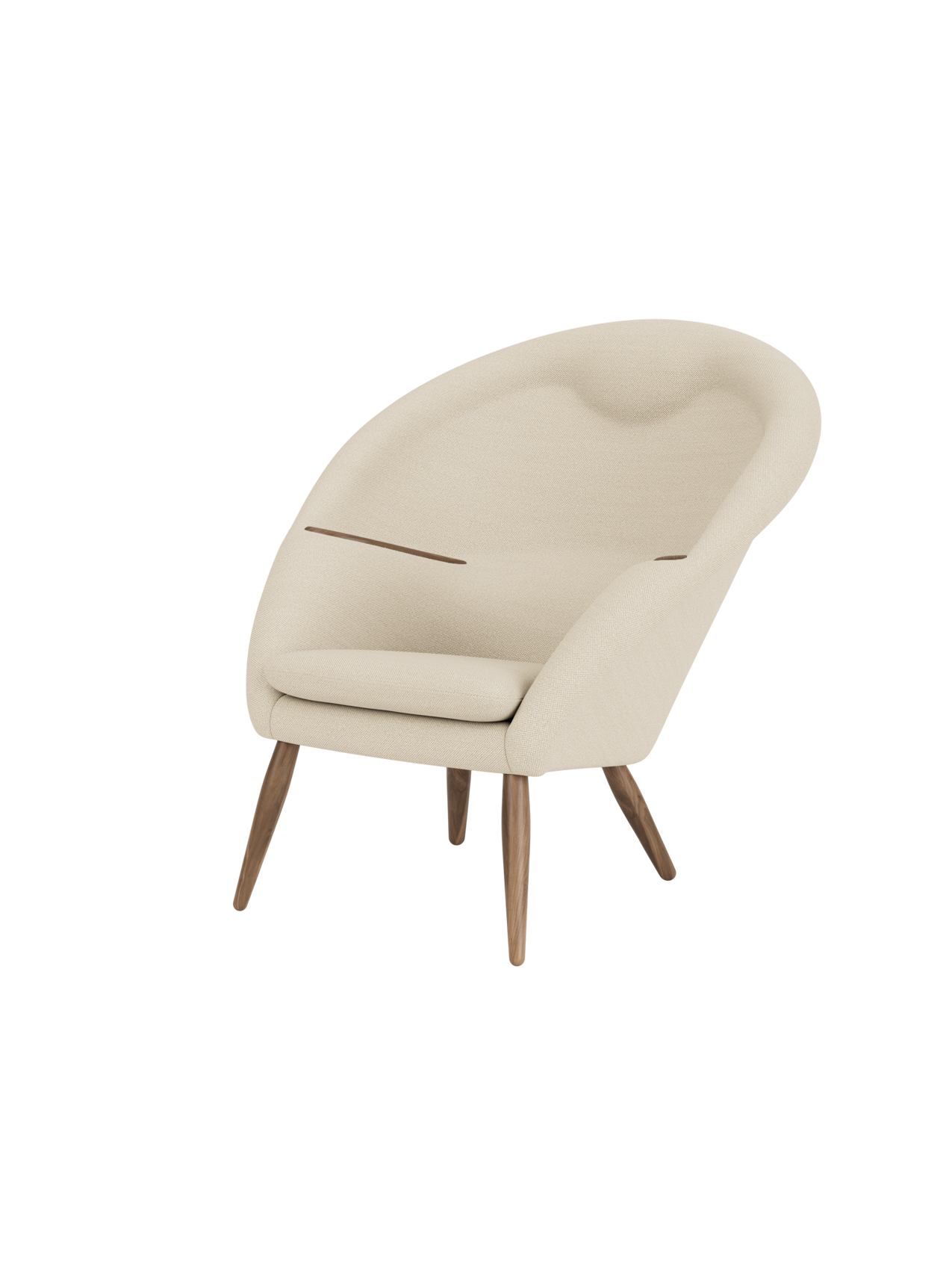 Lounge Chair Horseshoe Frame, Integrated Headrest, Wood Armrests