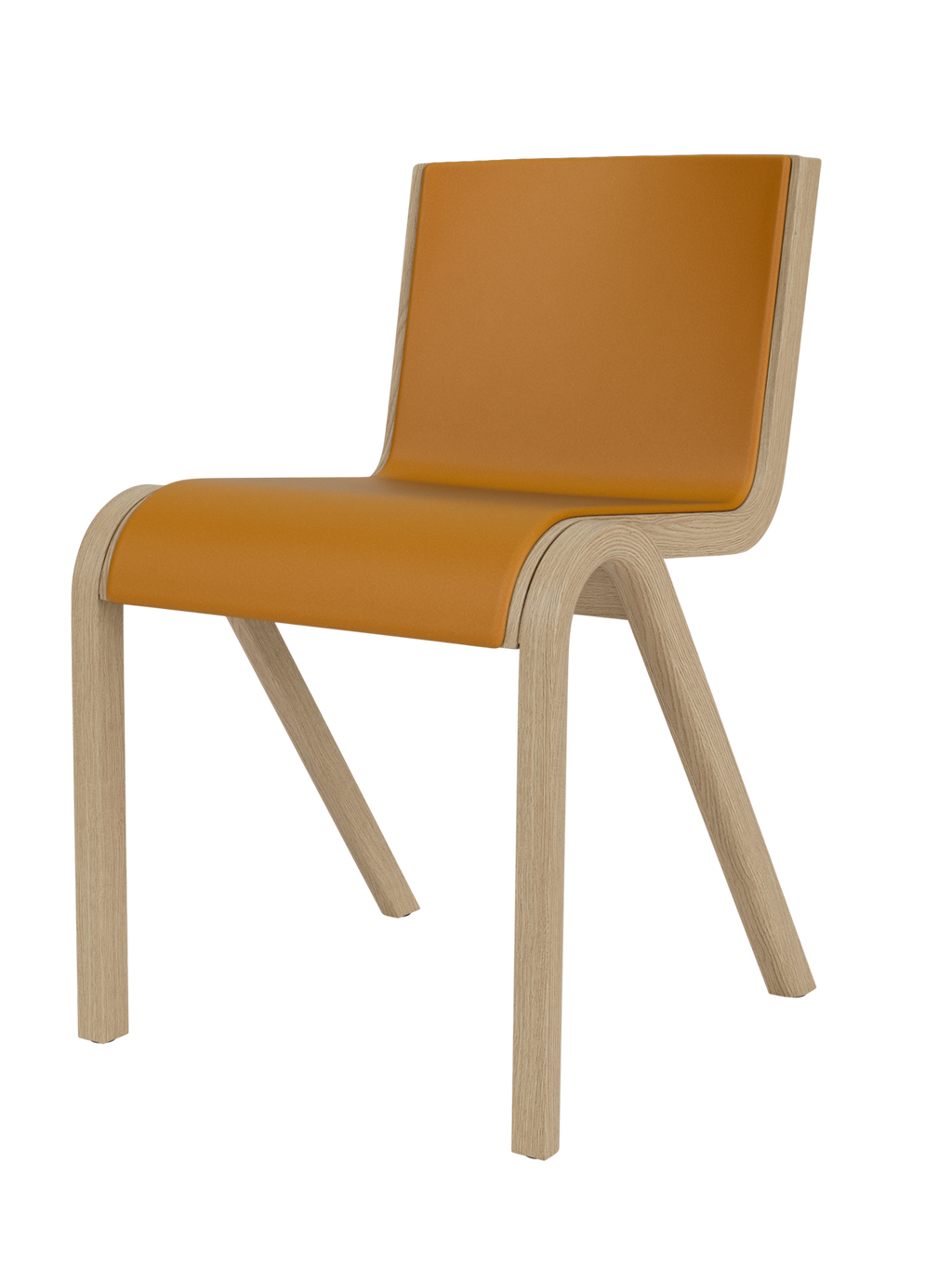 Cantilevered Dining Chair, Front Upholstered ¨C Oak Veneer, Stackable
