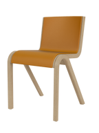 Cantilevered Dining Chair, Front Upholstered ¨C Oak Veneer, Stackable