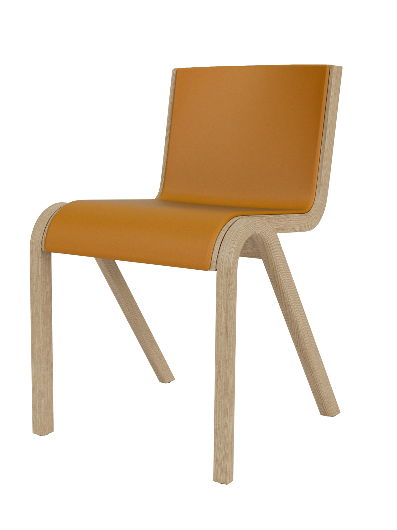 Cantilevered Dining Chair, Front Upholstered ¨C Oak Veneer, Stackable