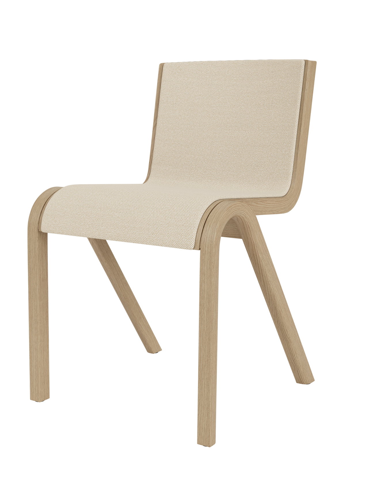 Cantilevered Dining Chair, Front Upholstered ¨C Oak Veneer, Stackable