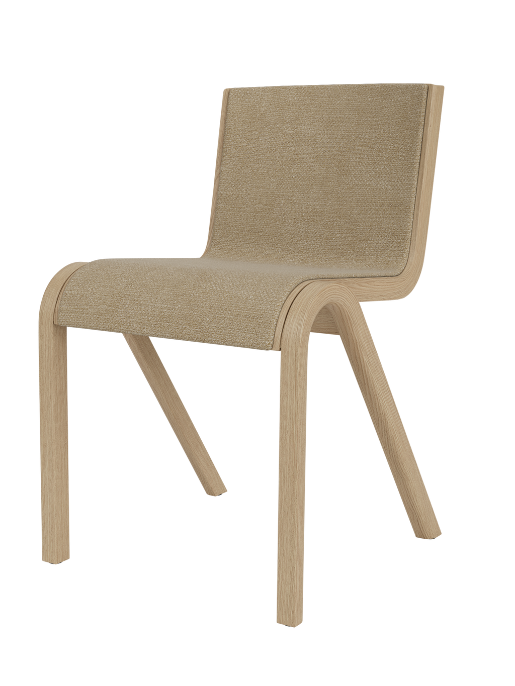 Cantilevered Dining Chair, Front Upholstered ¨C Oak Veneer, Stackable