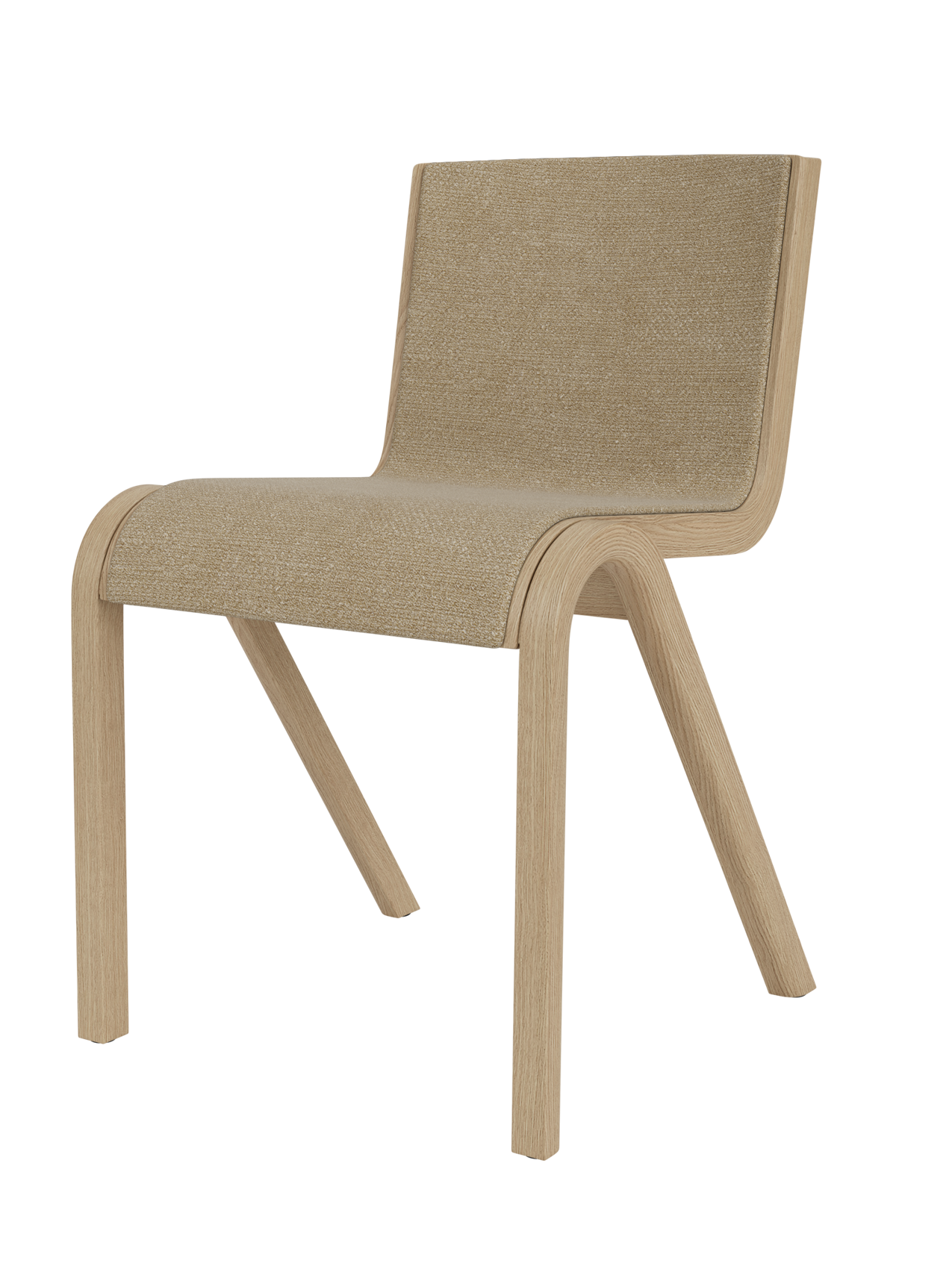 Cantilevered Dining Chair, Front Upholstered ¨C Oak Veneer, Stackable