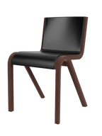 Cantilevered Dining Chair, Front Upholstered ¨C Oak Veneer, Stackable
