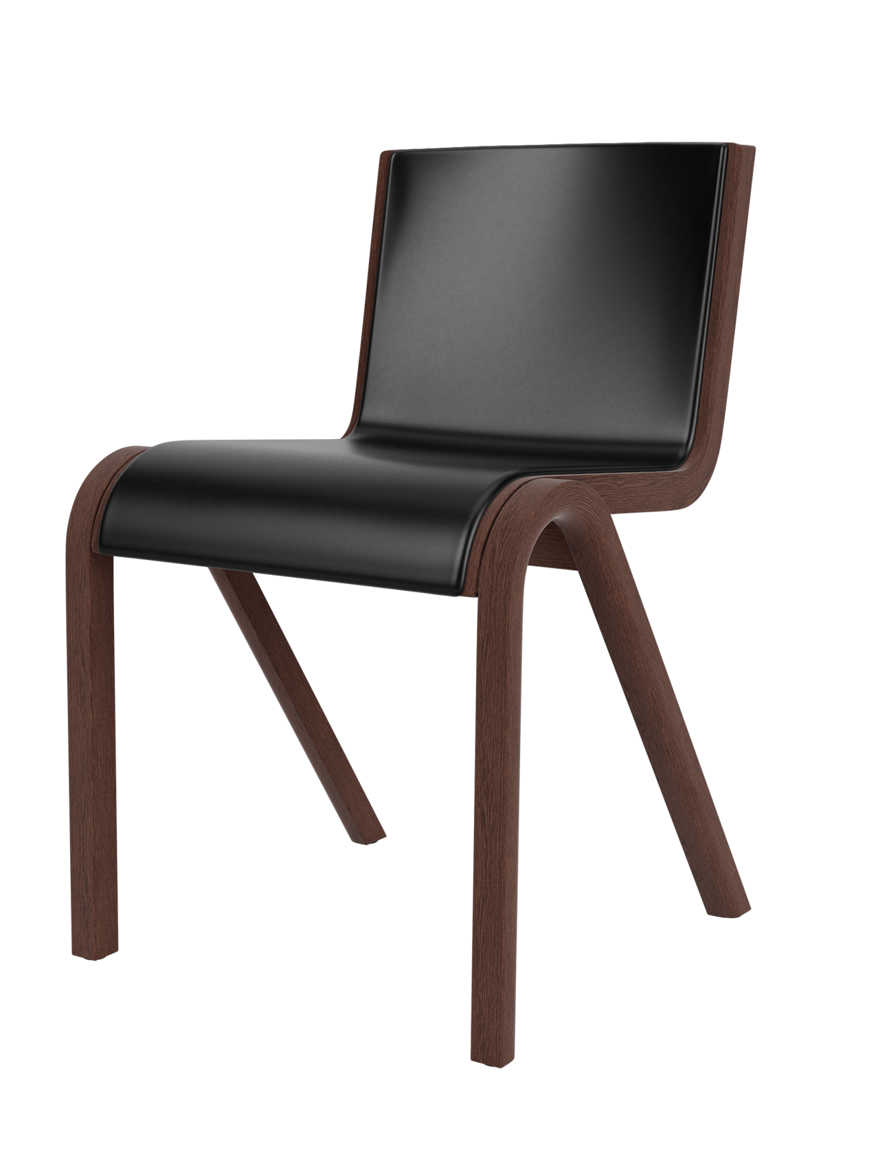 Cantilevered Dining Chair, Front Upholstered ¨C Oak Veneer, Stackable