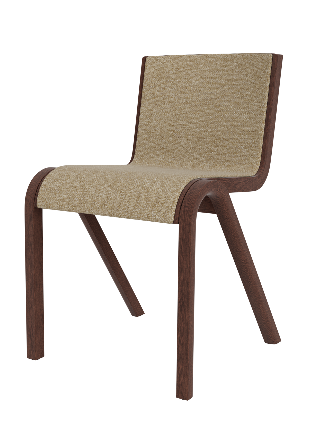 Cantilevered Dining Chair, Front Upholstered ¨C Oak Veneer, Stackable