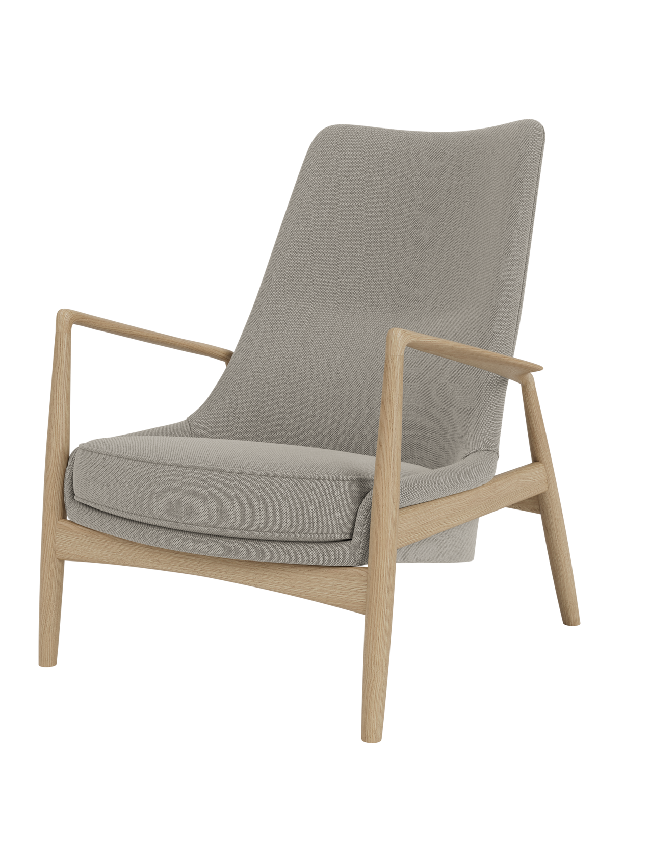 High Back Lounge Chair Angled Frame, Leather Upholstery, Floating Shell