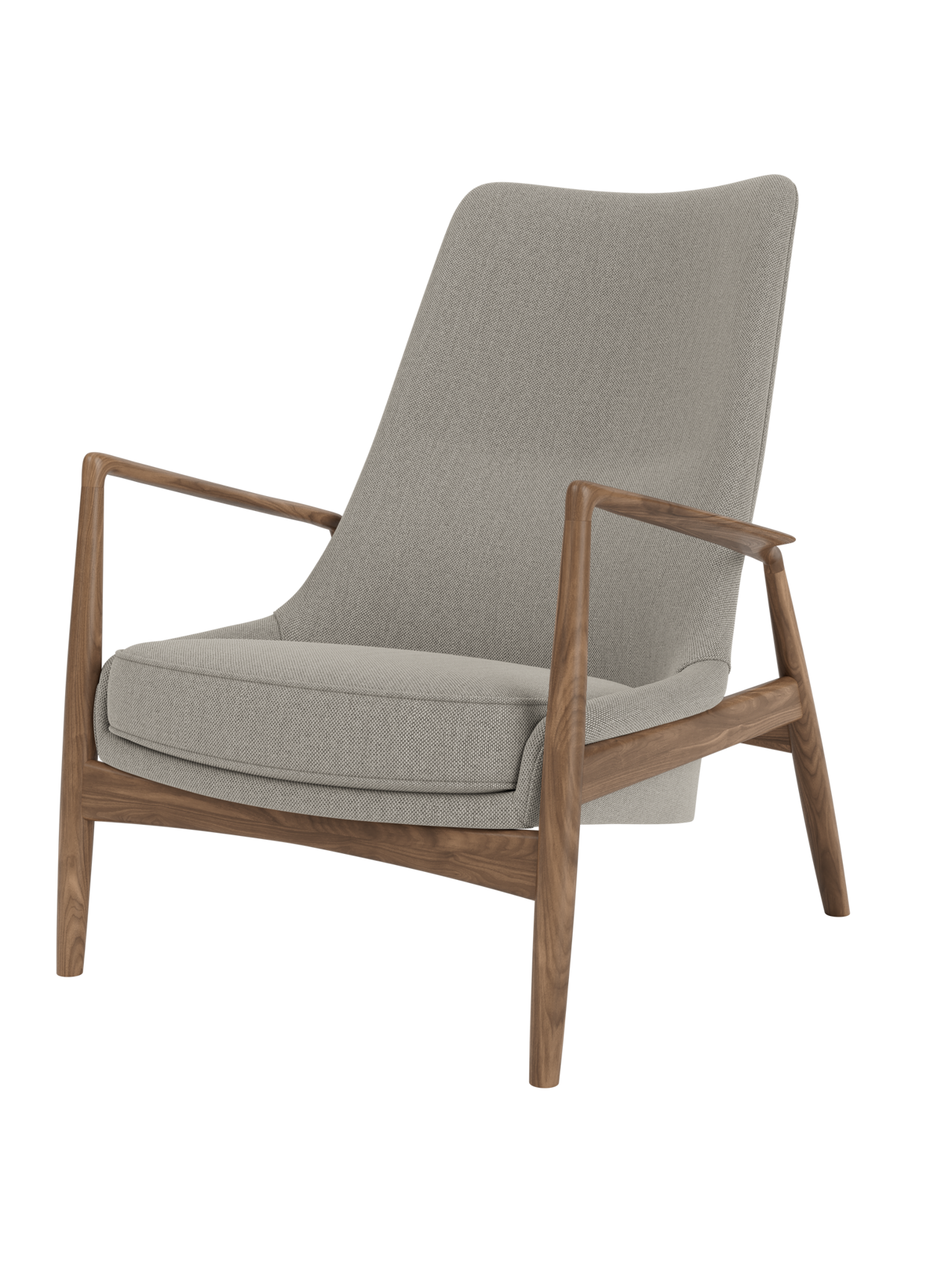 High Back Lounge Chair Angled Frame, Leather Upholstery, Floating Shell