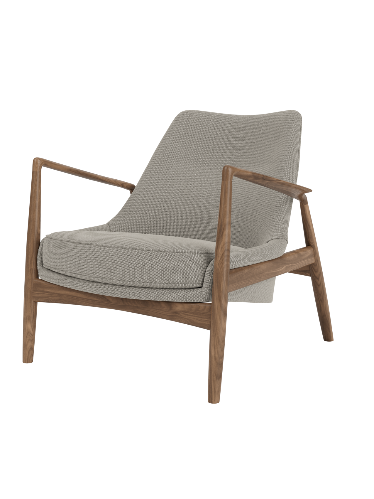 Low Back Lounge Chair Angled Frame, Leather Upholstery, Floating Shell