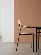 Dining Chair with Armrests, Black Frame, Wood Veneer ¨C Stackable