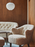 Compact Lounge Chair in Sheepskin Sculptural Armrests