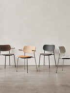 Dining Chair with Armrests, Upholstered Seat ¨C Black Frame, Stackable