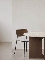 Dining Chair, Upholstered Seat ¨C Black Frame, Wide Veneer Back, Stackable