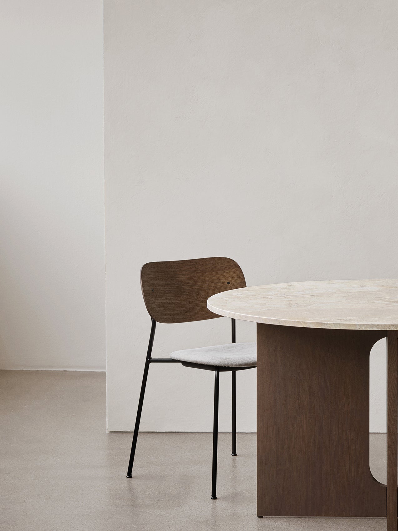 Dining Chair, Upholstered Seat ¨C Black Frame, Wide Veneer Back, Stackable
