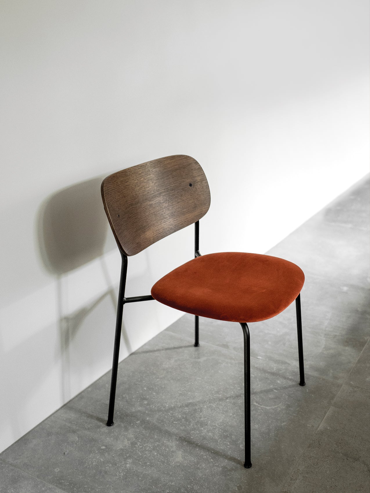 Dining Chair, Upholstered Seat ¨C Black Frame, Wide Veneer Back, Stackable