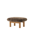 Ottoman in Sheepskin Cylindrical Legs, Versatile Use, 3 Wood Options