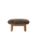 Ottoman in Sheepskin Cylindrical Legs, Versatile Use, 3 Wood Options